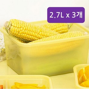 유정랩 신선유지용기 직사각형 2.7L (3P) 밀폐용기 반찬통 야채보관 식재료보관용기, 3개