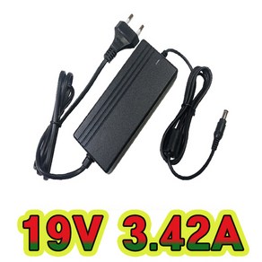 순흥전기 어댑터 19V 3.42A 전원선일체형 SMPS 19V 3420mA 어댑터 아답터 직류전원장치, 1개