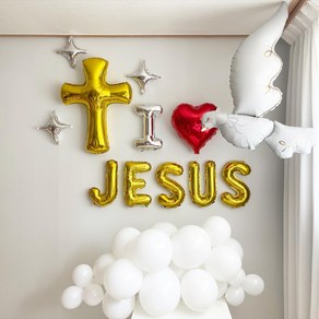 교회 성당 여름성경학교 풍선 포토존 세트 I love jesus 가랜드 벌룬클라우드