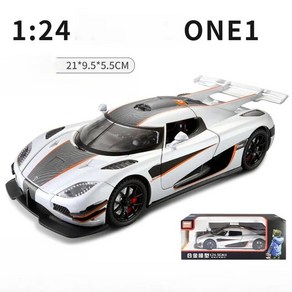 자동차 다이캐스트 클래식 합금 시뮬레이션 Koenigsegg Jesko 슈퍼 모델 1/24 1/32 체중계 ONE 1 장난감 차량 소리와 가벼운 미니어처 보이처, [01] A형  1 24 ONE Slive, 1개