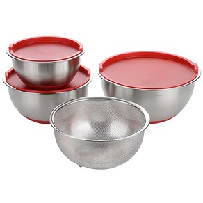 chefmaste 스테인레스 믹싱볼 3종 + 채반 세트, 28cm(1P) + 24cm (1P) + 20cm(1P) + 채반(1P), 1세트