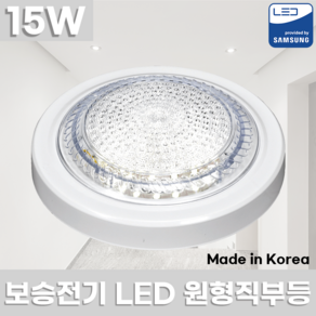 삼성 LED 국산 원형 직부등 15W 주광색 / KC 안전인증 / 현관등 복도등 무타공 / 보승전기 BSE-D15090C-A1