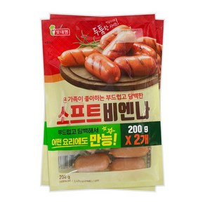 롯데푸드 소프트 비엔나 200g+200g 소시지, 2개, 단품