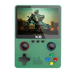 휴대용 게임기 2023 새로운 X6 35 인치 IPS 화면 플레이어 듀얼 조이스틱 11 시뮬레이터 GBA 비디오 콘솔, 3) geen