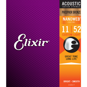 (지엠뮤직_통기타줄Nanoweb Pho Custom Light(16027) Phospho Bonze (011~052) Elixi 엘릭서 기타줄, 1개