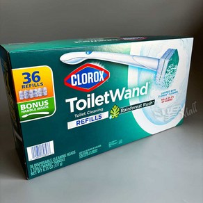 크로락스 레인포레스트 러쉬 일회용 변기세정솔 핸들+36리필 CLOROX RAINFOREST RUSH TOILET WAND WITH REFILLS