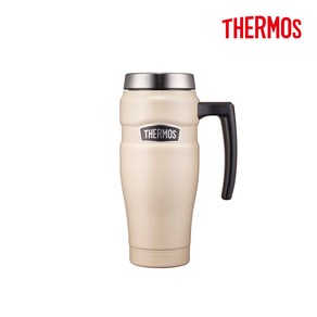 THERMOS 써모스 RODH-001K 트래블킹 보온보냉 스테인레스 손잡이 텀블러 470ml, 아이보리블랙(IB), 1개