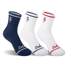 까스텔바작 CSW-01 쿠션 압박 중목 양말, WHITE RED+WHITE NAVY + NAVY, 1개