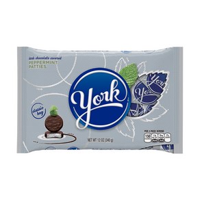 YORK Dak Chocolate Peppemint Patties Peppemint Candy 12 Oun YORK 다크 초콜릿 페퍼민트 패티 페퍼민트 캔디 12온스, 1개, 340g