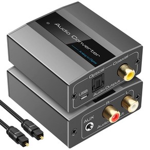 Analog To Digital Audio Convete RCA To Optical With Optical Cable Audio Digital Toslink And Coaxial Audio Adapte, 1.Gey, 1) Gey