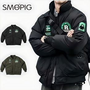 SMOPIG 남자 겨울 패딩 항공점퍼 루즈핏 MA-1 빅사이즈 남성 패딩