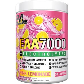 EVLUTIONNUTRITION EAA7000 + 전해질 핑크 레모네이드, 1개, 369g