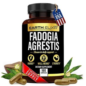 Eath Elixi Fadogia Agestis 보충제 1200mg (60캡슐) 2개월 분량 - 최대 순도 100% 순수 파도지아 아그리스티스 추출물 필러 제로 글루텐 프리, 60정, 1개