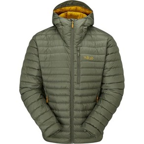 Rab 하이킹 스키용 랩 남성용 마이크로라이트 알파인 700필 다운 후드 패딩 재킷 녹색, Small, Light Khaki