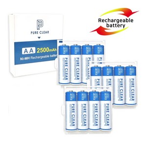 퓨어클리어 AA 2500mAh 12알 케이스포함 충전지 건전지 배터리