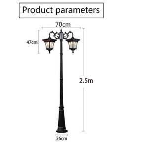 원솔라 엔틱전기가로등2.0m 2.5m2등하향 (중형유럽풍) 잔디등 정원등 인테리어등 정원등 가로등 문주등 공원등 펜션등