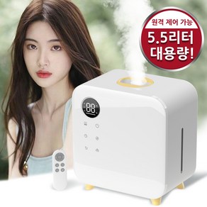 가정용 가습기 대용량 가습기 5.5L 스마트 초음파 가습기 탁상 사무용 에너지절약타이밍 멀티 가습기 원적외선 리모컨 가능, white(흰색)