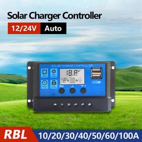 MPPT 태양광 충전 컨트롤러 LCD 디스플레이 듀얼 USB 자동 패널 부하 포함 12V 30 100A, 07 100A, 1개