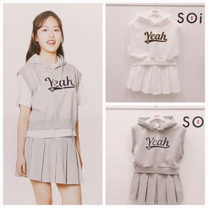[소이주니어]논현점 24년여름신상 ** 초여름용 두께감 있어요 ** 치어리딩 크롭 후드 조끼 플리스 스커트 셋트