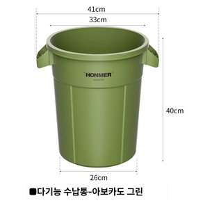 대용량 주방 및 거실용 이동식 쓰레기통 거실 상업용 야외용 바퀴 달린 내구성 있는 플라스틱, 둥근 아보카도 그린 바퀴 없음