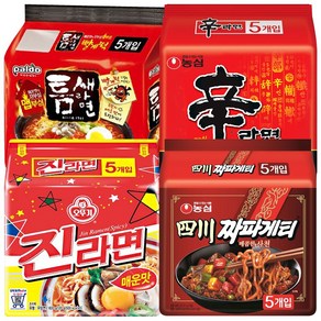 매운라면 모음 멀티팩 신라면+진라면매운맛+사천짜파게티+틈새라면 봉지라면, 1세트