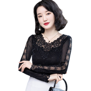 라인댄스복 레이스티셔츠 펄망사 펀칭 여성 티셔츠 댄스복 상의 Women's T-shirt