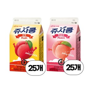 빙그레 쥬시쿨 자두 복숭아 파인애플 180ml x 50, 50개