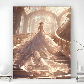 보석십자수 웨딩드레스 3D 11가지 DIY 비즈 큐빅아트 취미 신혼부부 집들이선물 장식품 거실 현관 인테리어, 40cm*60cm, 1개, 웨딩-01