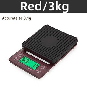 주방 디지털 전자 초정밀 요리 저울 3kg/0.1g 무게 그램 고정밀 커피 휴대용 타이머 식품 에스프레소 파우더, Red 3kg 0.1g