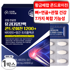 케어란스 관절 연골엔 뮤코다당단백 콘드로이친 1200+ 비타민D+망간 트리플액션, 1박스, 60정