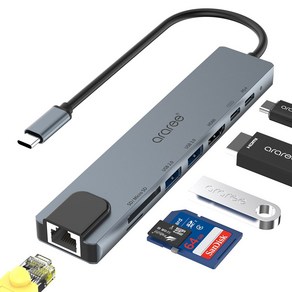 아라리 USB C타입 8 in 1 포트 엑사 AM81 멀티 허브, 엑사AM81, 그레이, 1개