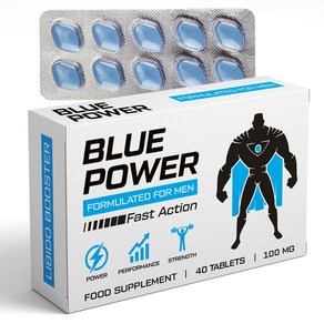 Humakellc [영국] Blue Powe 100mg 남성을 위한 더 강하고 단단한 힘 탄력 향상 높은 체력 성능 장시간 지속 보충제, 1세트, 40정