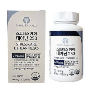 마인드밸런스 스트레스케어 테아닌 250 600mg 60정 아연 비타민B 긴장완화, 1개