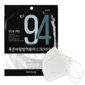 푸른바람 KF94 방역용 마스크 대형 개별포장, 50개, 화이트, 1개입