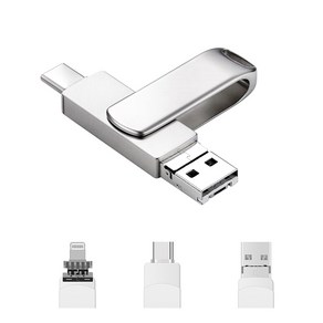 Kcwen 핸드폰 외장메모리 OTG 아이폰 USB 메모리 3in1, 128GB