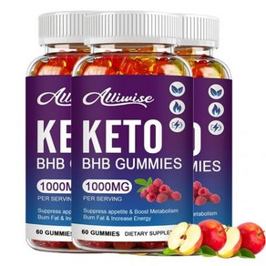 Alliwise 1000mg Keto BHB 남성 여성용 외인성 케톤 정신 명료성 케토 근육 무료 에너지 다이어트 180개, 60 Count（1 Pack), 1개, 60정