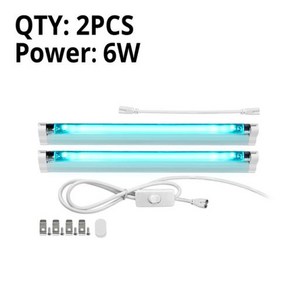 살균 자외선 소독기 UV살균기 UVC 석영 램프 T5 튜브 UV 살균 전구 6W 8W 110V 220V, 4) 2Pcs 8W With Plug  220V EU