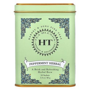 Harney & Sons HT 티 블렌드 페퍼민트 허브 카페인 무함유 티백 20개 40g(1.4oz)