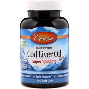 Carlson Labs 노르웨이 자연산 Cod Liver Oil Gems 슈퍼 1 000mg 소프트젤 100정