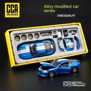 CCA 1:43 스케일 포드 머스탱 합금 자동차 모델 DIY 맞춤형, 파란색, 1개