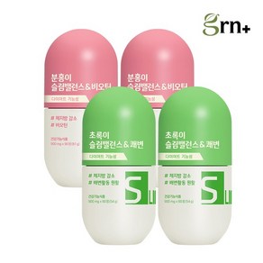 GRN 탄수화물 CUT 분홍이+지방 CUT 초록이 슬림밸런스 2SET (60+60일분), 슬림밸런스 분홍이 2병 + 초록이 2병, 60정, 4개