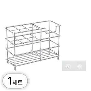 투데이리빙 대형 스텐 칫솔 꽂이 세트 무타공 욕실 치약 칫솔통 걸이 양치 컵 스탠드 수납 홀더 꽃이, R79155B(일반칫솔용-스테인리스, 1세트, 실버