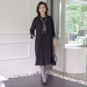 쉬즈마담 N2640 엘린 스카프 소매배색 원피스 중년여성옷