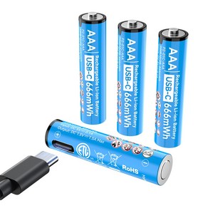 에네곤파워 c타입 aaa 충전지 usb 고속충전 건전지 장난감용 리모컨용, 4개