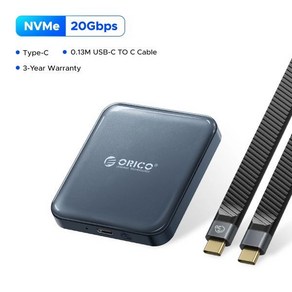 ORICO 마그네틱 휴대용 SSD USB 3.2 20Gbps C타입 외장 솔리드 스테이트 드라이브 아이폰 15 프로 시리, 512GB_파란, 1개