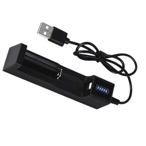 18650 상자 단일 USB 충전 어댑터 배터리 충전식 3.7V-4.240 26650, 4.13x0.79x0.98인치, 검은 색, ABS 플라스틱, 1개, 검은 색