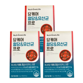 뉴트리원 당케어 혈당 & 유산균 프로 30포 x 3박스 Nutrione Life 바나나잎 추출물 프로바이오틱스 아연 장건강 식후 혈당 상승 케어 정상적인 면역 기능