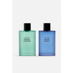 [국내배송]자라 ZARA GREEN SAVAGE + BLUE SPIRIT 오드 뚜왈렛 2 X 90ML ( 3.4 FL. OZ ) 남자 향수 780009, 단일 사이즈, 2개