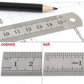 인치 센치 양면 쇠 자 15cm 준비물 제단용 커팅자, 1개
