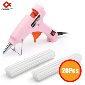 납땜 멜트 글루건 7mm 투명 미니 가정 전기 열 온도 수리 도구 키트 20W, [01] EU 220V, [06] pink with 20pc glue, 1개